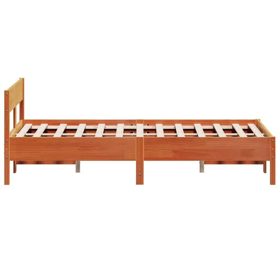 Cadre de lit sans matelas cire marron 120x190cm bois pin massif - 5