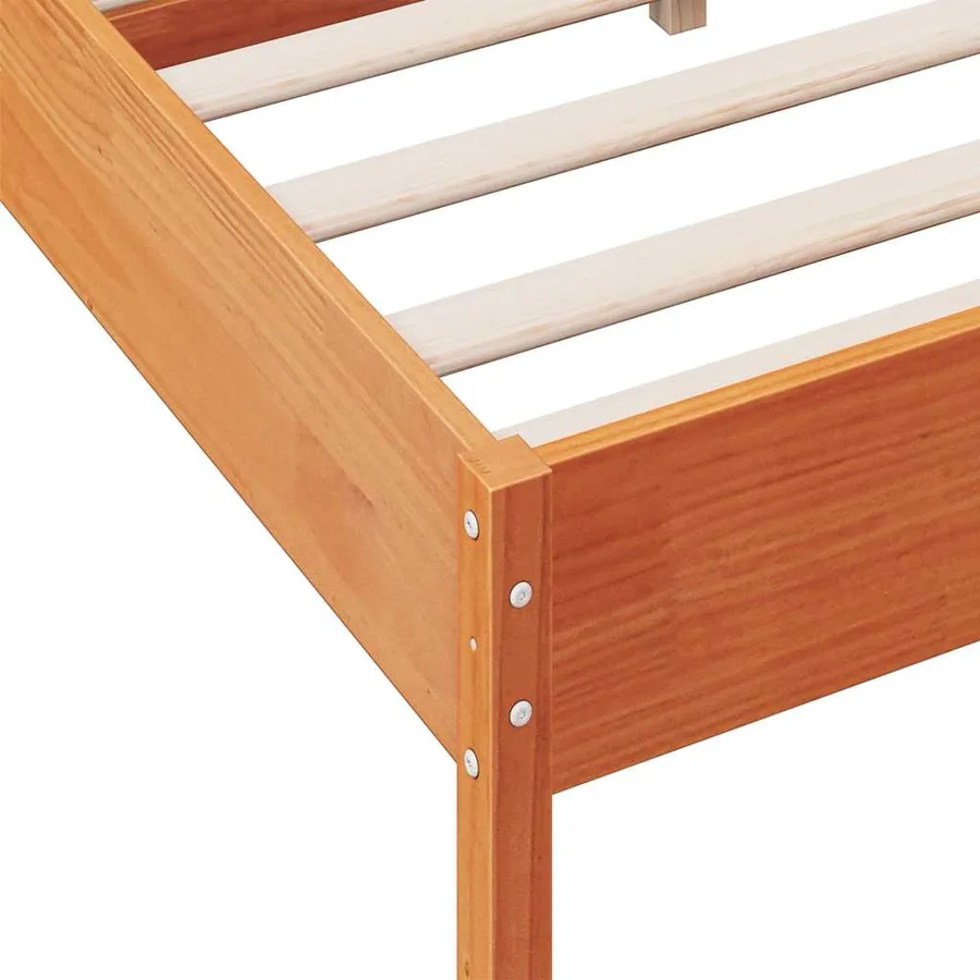Cadre de lit sans matelas cire marron 120x190cm bois pin massif - 7