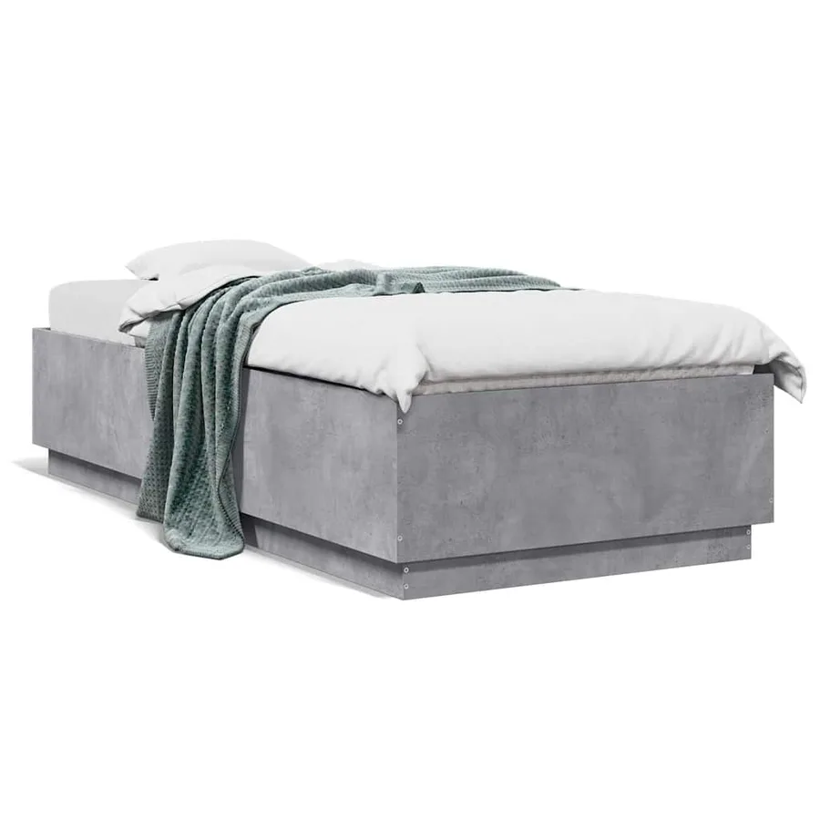 Cadre de lit sans matelas gris béton 100x200 cm - 2