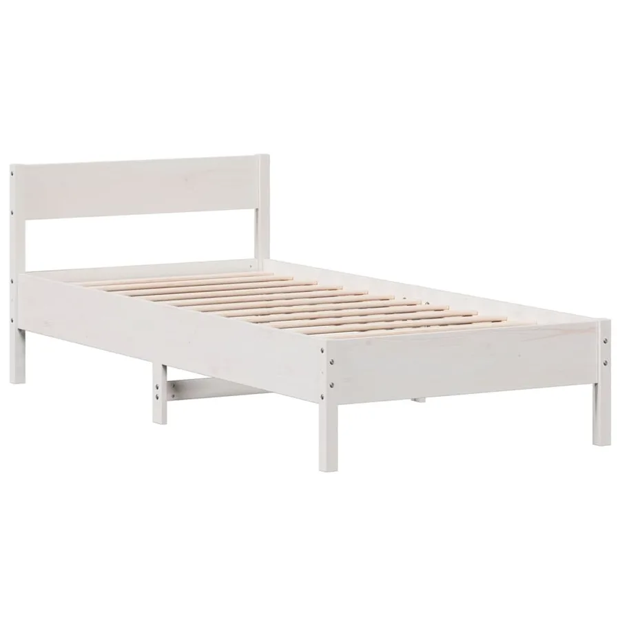 Cadre de lit sans matelas blanc 90x200 cm bois de pin massif - 3
