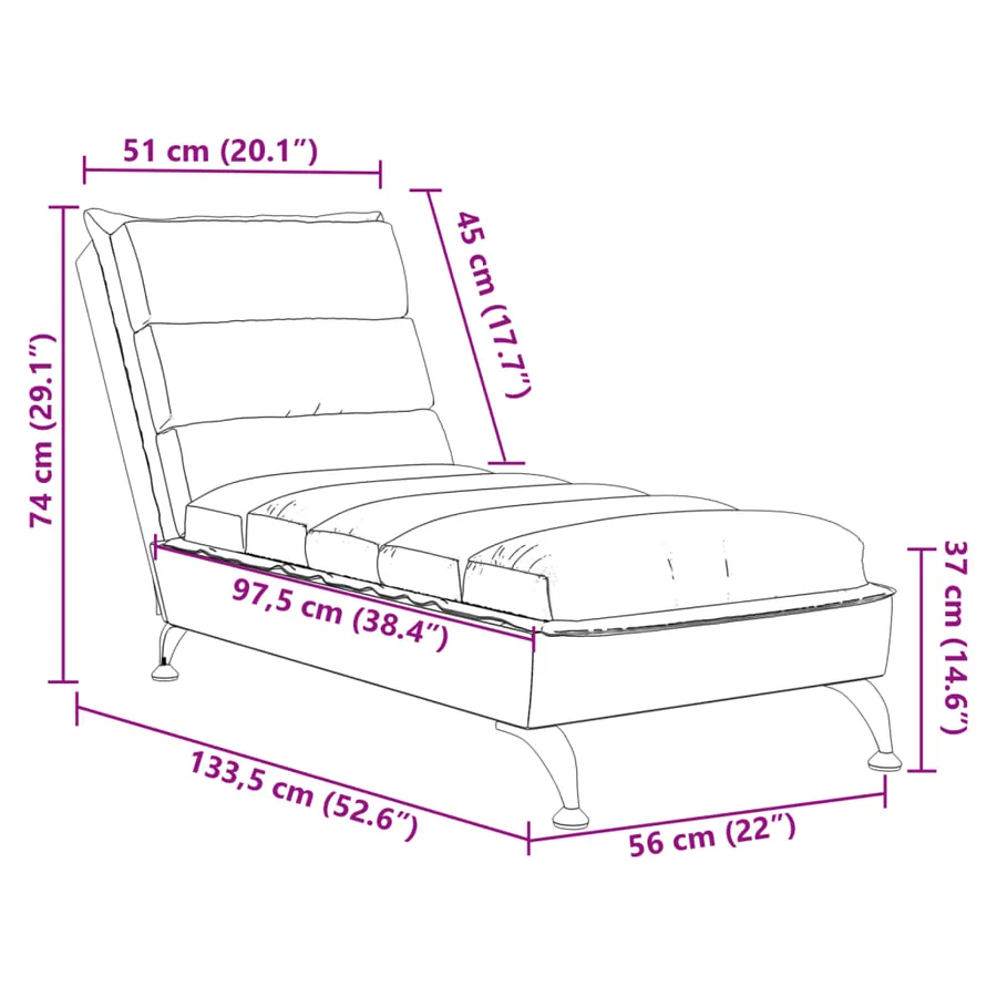 Chaise longue avec coussins taupe tissu - 10