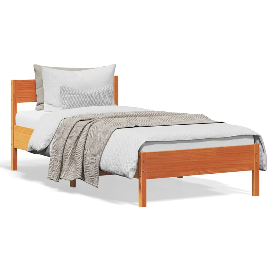 Cadre de lit sans matelas cire marron 100x200cm bois pin massif - 2