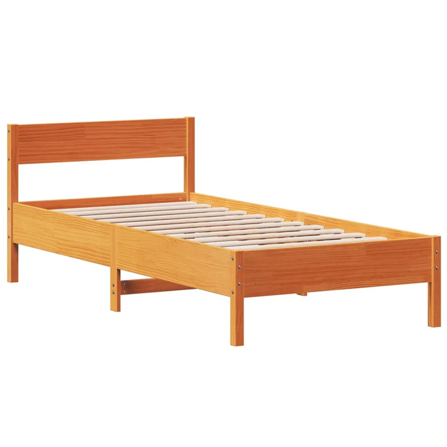 Cadre de lit sans matelas cire marron 100x200cm bois pin massif - 3