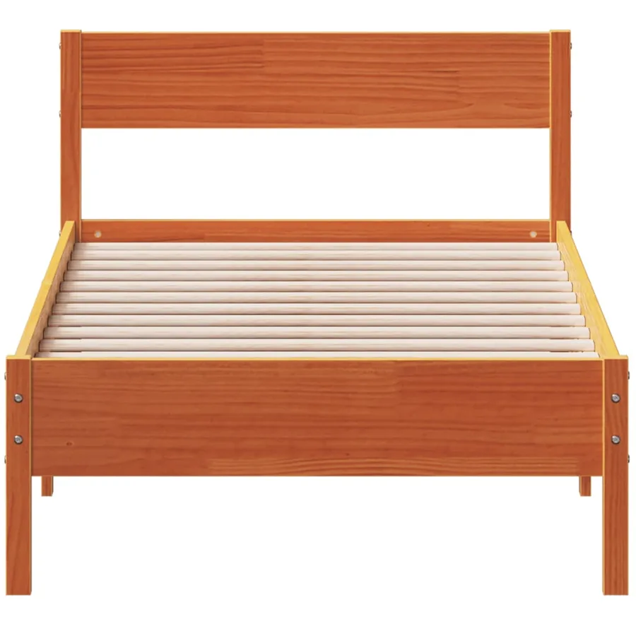 Cadre de lit sans matelas cire marron 100x200cm bois pin massif - 4