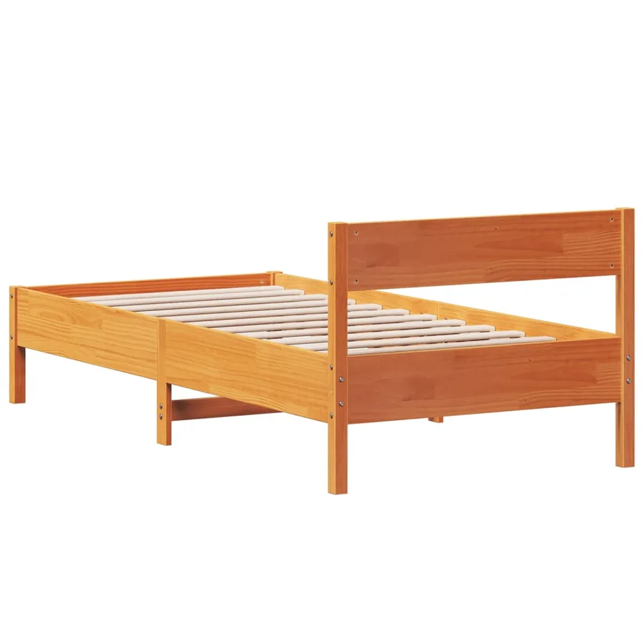 Cadre de lit sans matelas cire marron 100x200cm bois pin massif - 6