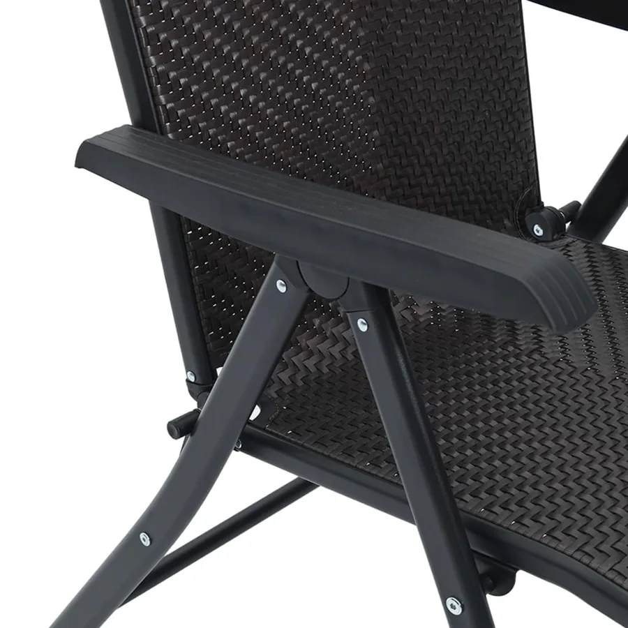 Chaises pliables de jardin lot de 4 café noir résine tressée - 10