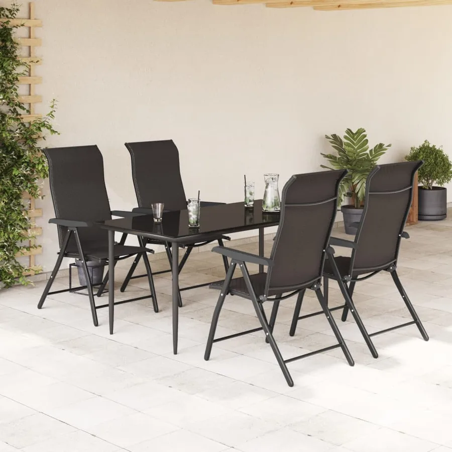 Chaises pliables de jardin lot de 4 café noir résine tressée - 3