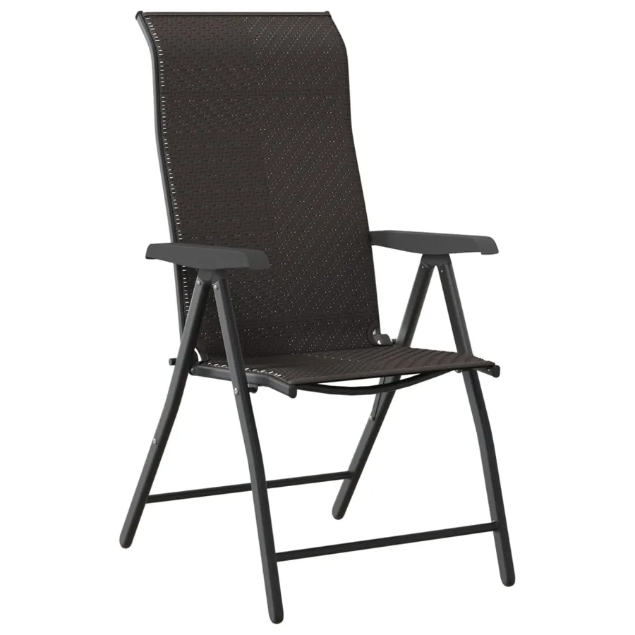 Chaises pliables de jardin lot de 4 café noir résine tressée - 4