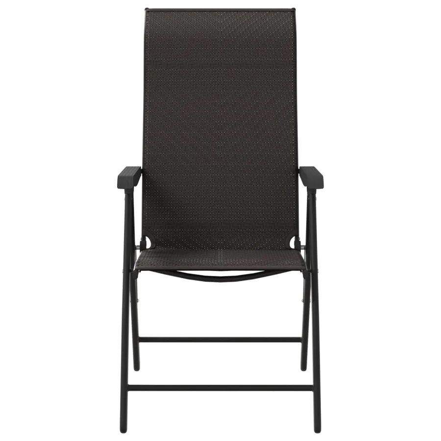 Chaises pliables de jardin lot de 4 café noir résine tressée - 5
