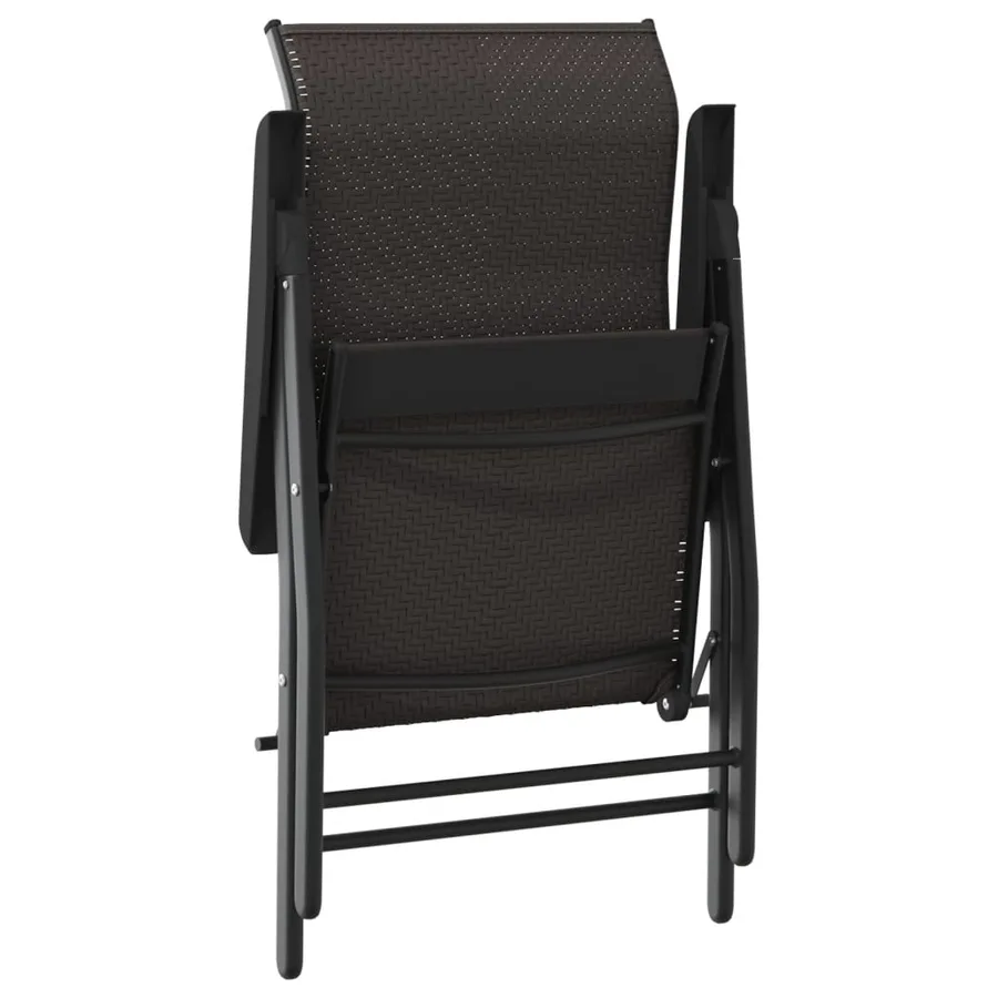 Chaises pliables de jardin lot de 4 café noir résine tressée - 6