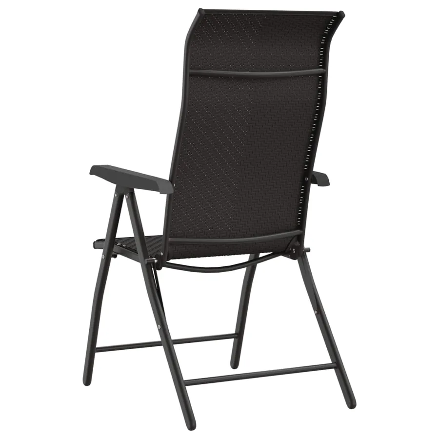 Chaises pliables de jardin lot de 4 café noir résine tressée - 8