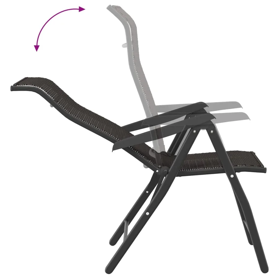 Chaises pliables de jardin lot de 4 café noir résine tressée - 9