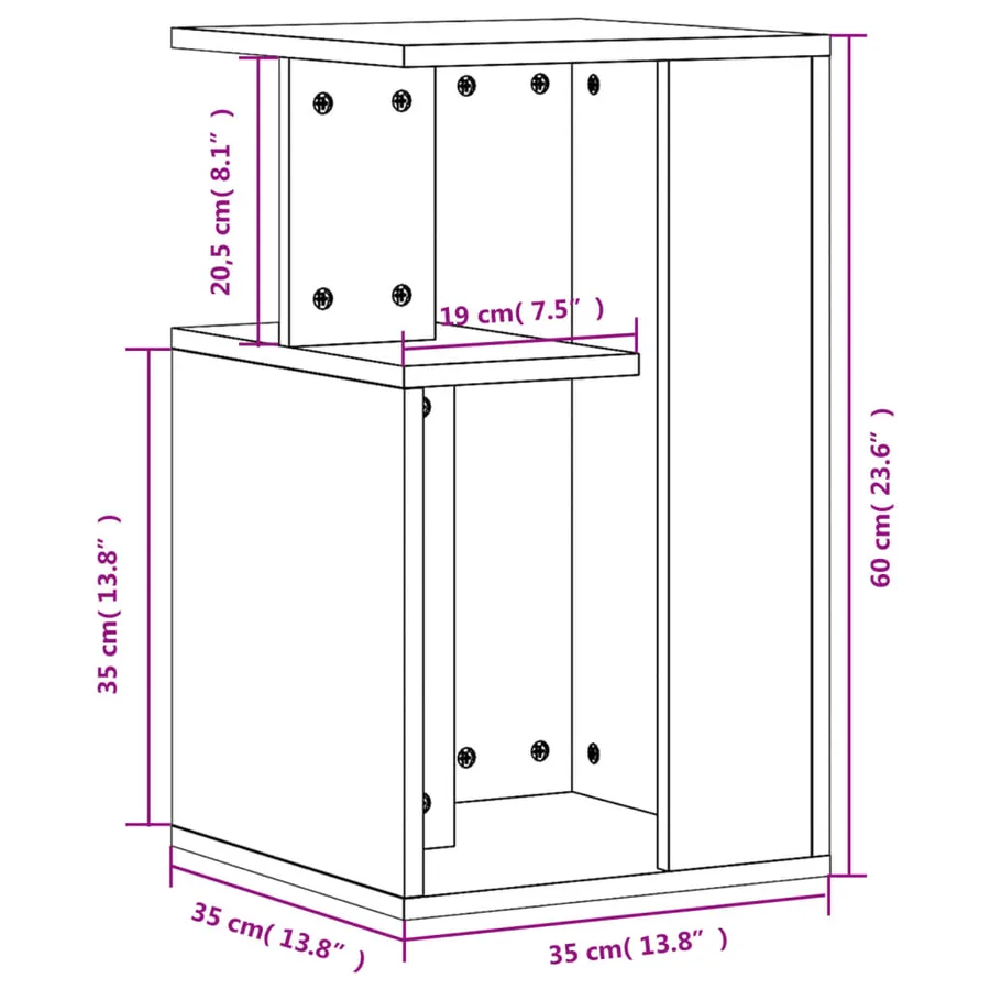 Table d'appoint chêne sonoma 35x35x60 cm bois d'ingénierie - 10
