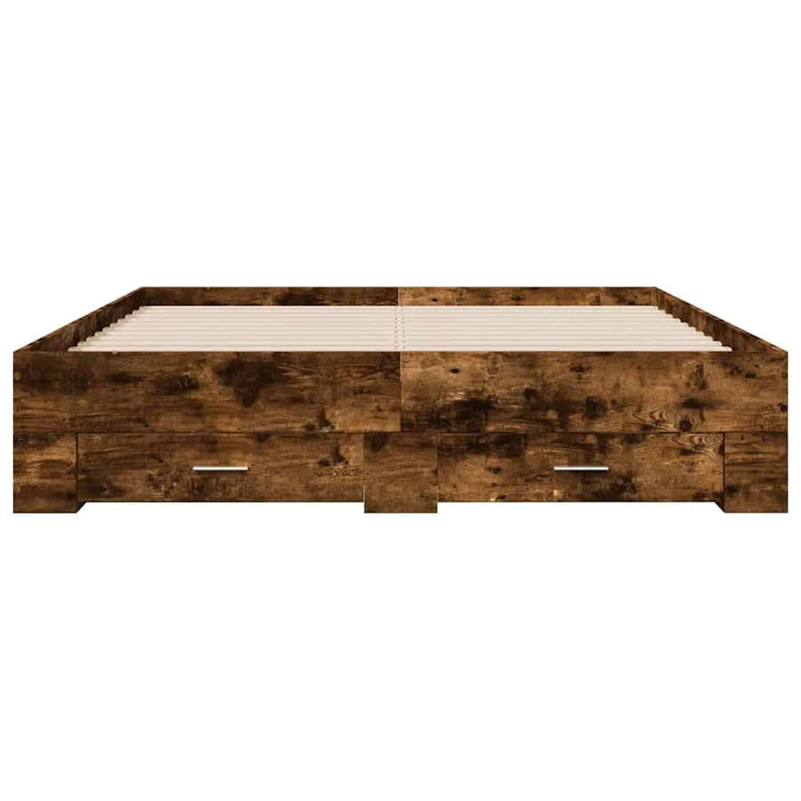 Cadre de lit avec tiroirs sans matelas chêne fumé 150x200 cm - 4