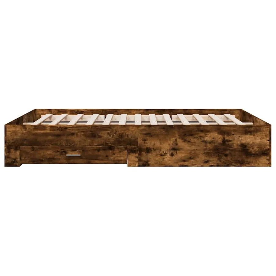 Cadre de lit avec tiroirs sans matelas chêne fumé 150x200 cm - 5