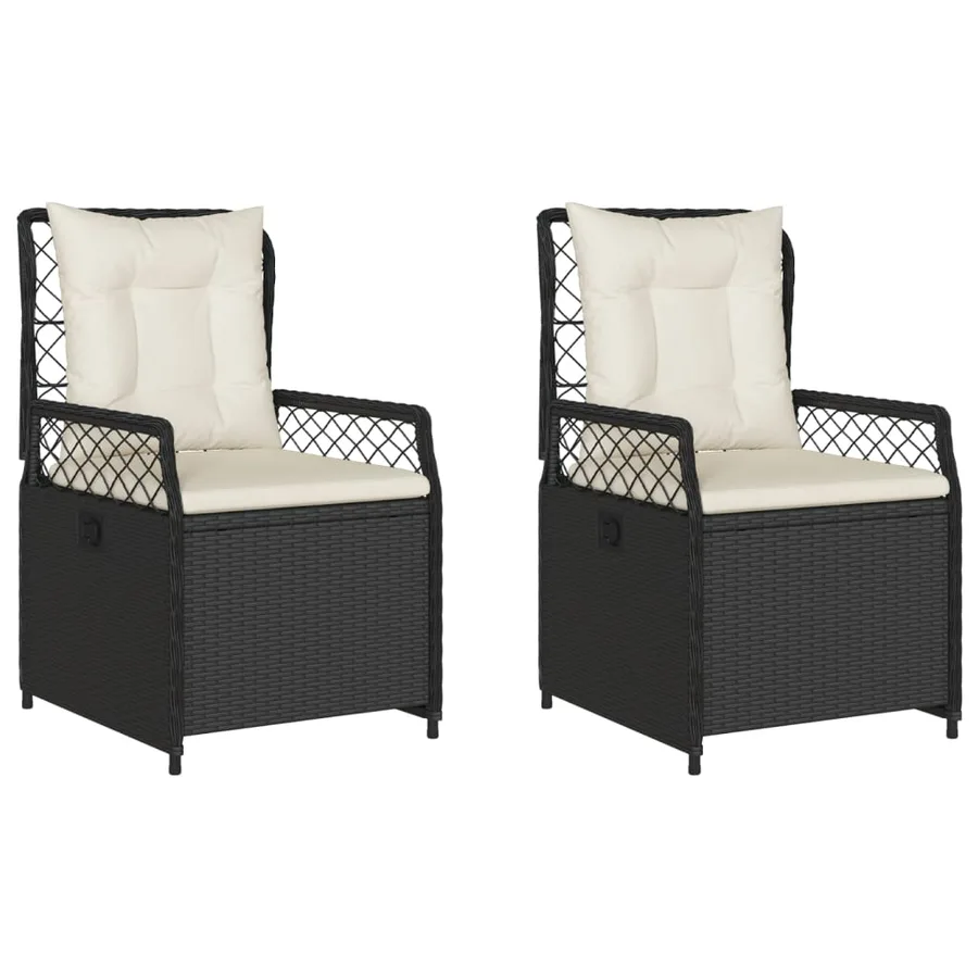 Chaises inclinables de jardin lot de 2 noir résine tressée - 2