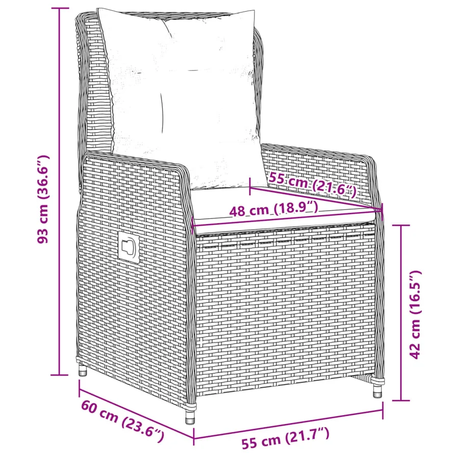 Ensemble à manger de jardin et coussins 9 pcs marron poly rotin - 10