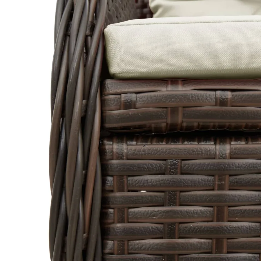 Ensemble à manger de jardin et coussins 9 pcs marron poly rotin - 6