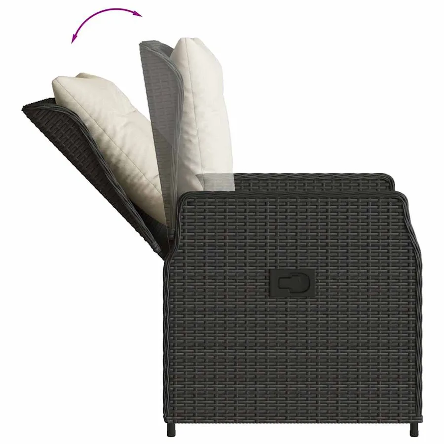 Ensemble à manger de jardin coussins 7pcs Noir Résine tressée - 5