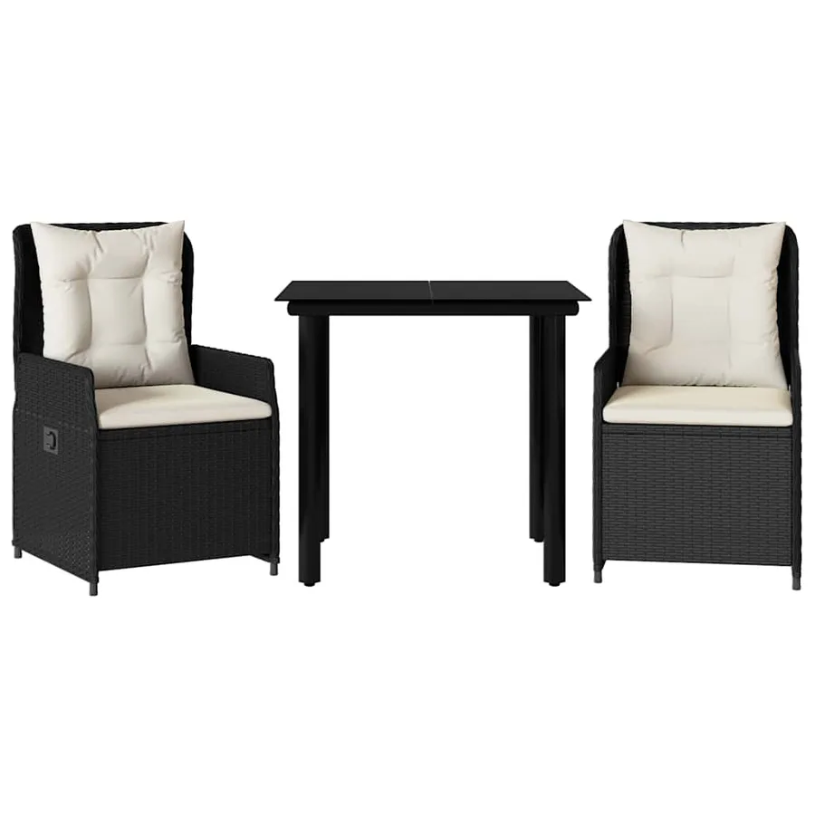 Ensemble à manger de jardin avec coussins 3 pcs Noir - 2