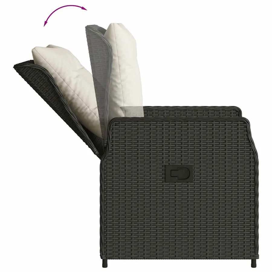 Ensemble à manger de jardin avec coussins 3 pcs Noir - 5