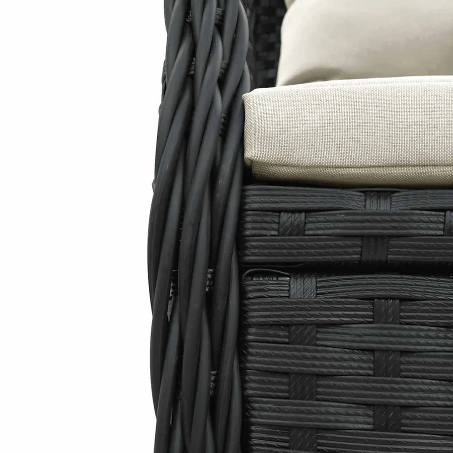 Ensemble à manger de jardin avec coussins 3 pcs Noir - 6