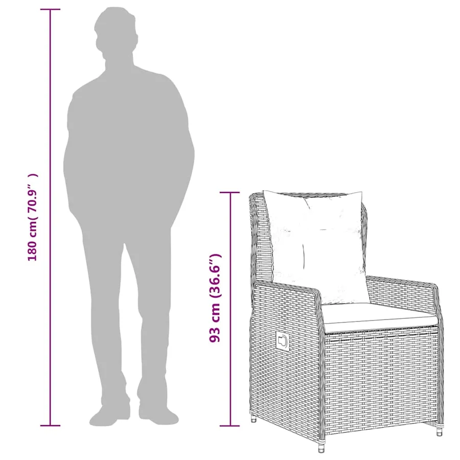Ensemble à manger de jardin avec coussins 3 pcs Noir - 9