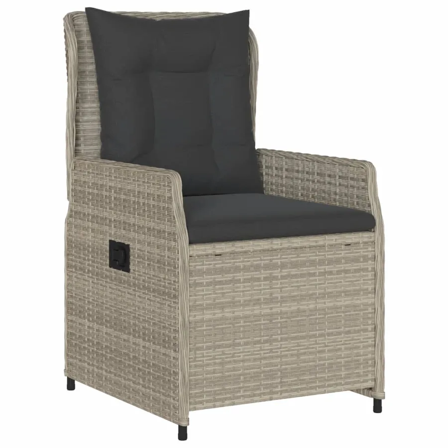 Ensemble à manger de jardin 3pcs coussins gris clair poly rotin - 3