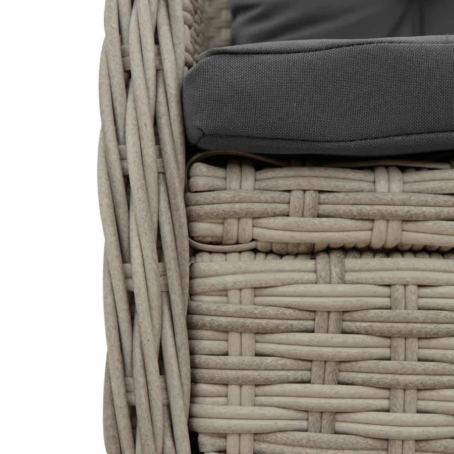 Ensemble à manger de jardin 3pcs coussins gris clair poly rotin - 6