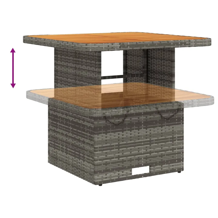 Ensemble de bistro 3 pcs avec coussins gris résine tressée - 6