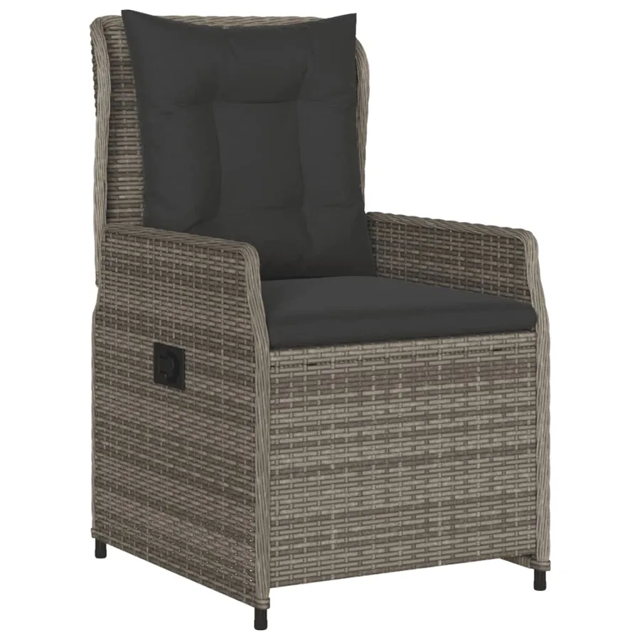 Ensemble à manger de jardin 9 pcs coussins gris résine tressée - 3