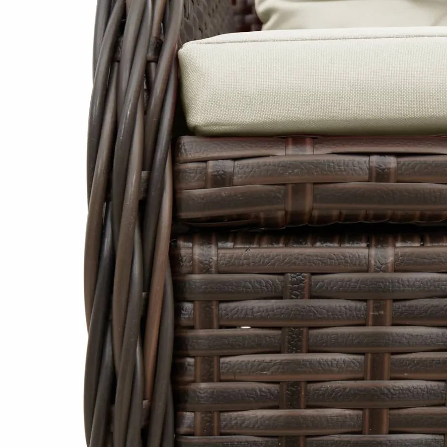 Ensemble à manger de jardin 5 pcs et coussins marron poly rotin - 6