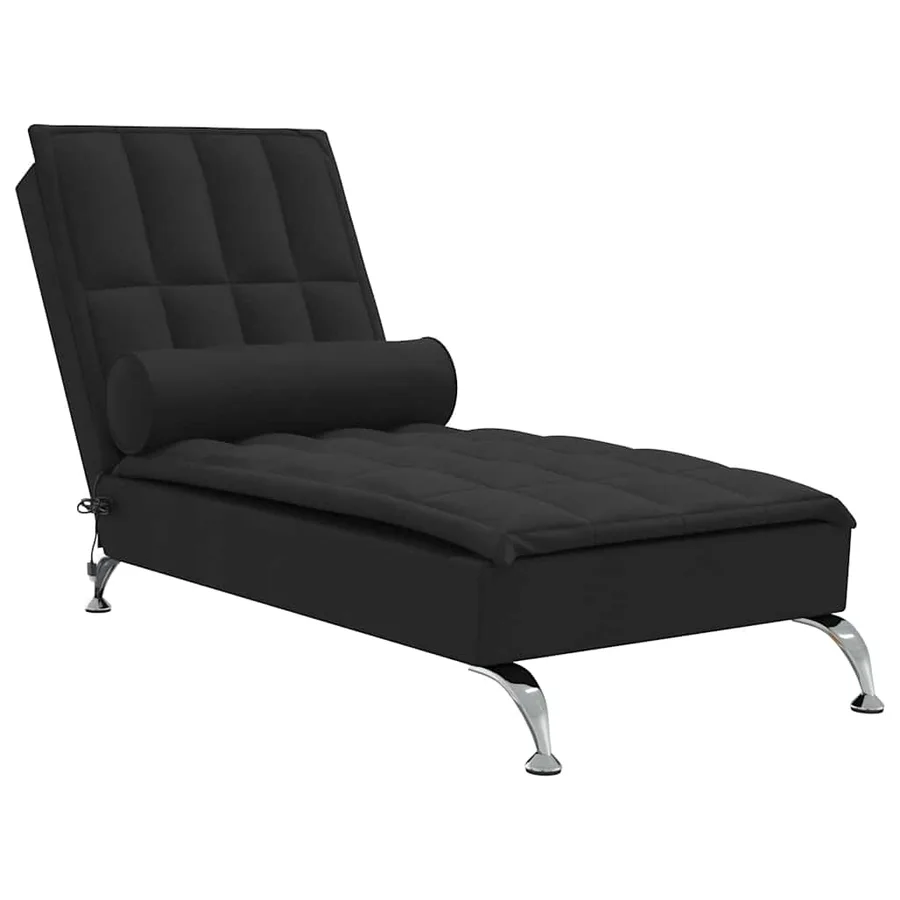 Chaise longue de massage avec traversin noir tissu - 2