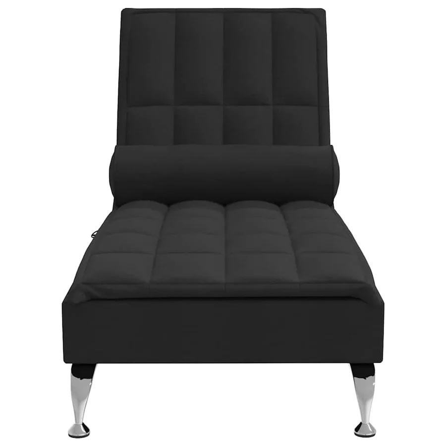 Chaise longue de massage avec traversin noir tissu - 4