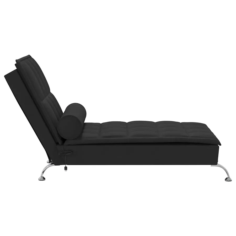Chaise longue de massage avec traversin noir tissu - 5