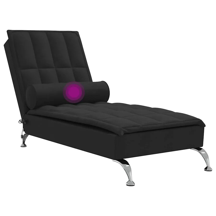 Chaise longue de massage avec traversin noir tissu - 7