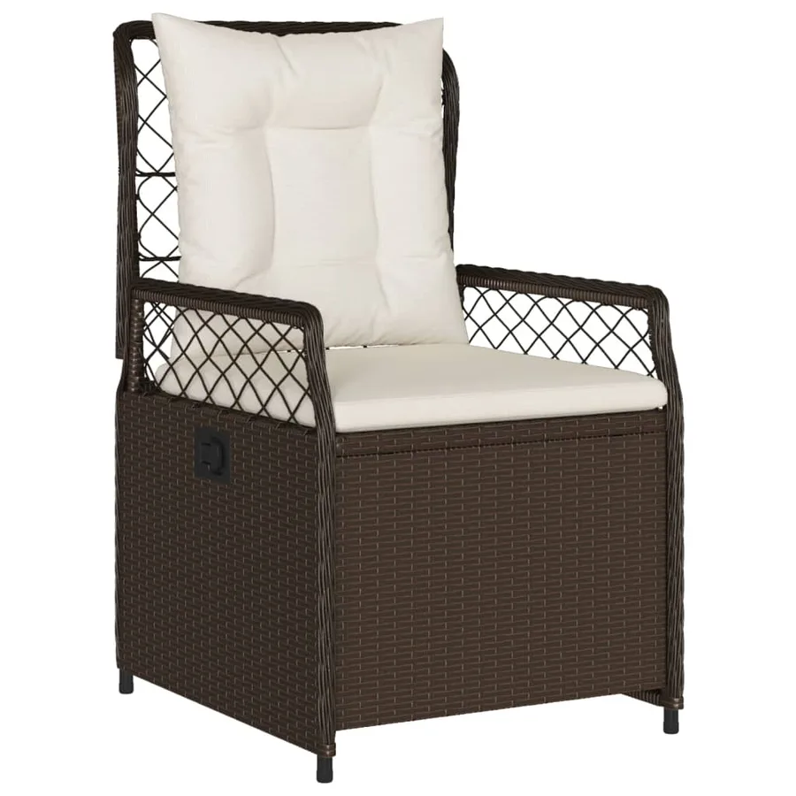 Ensemble à manger de jardin 5 pcs et coussins marron poly rotin - 3