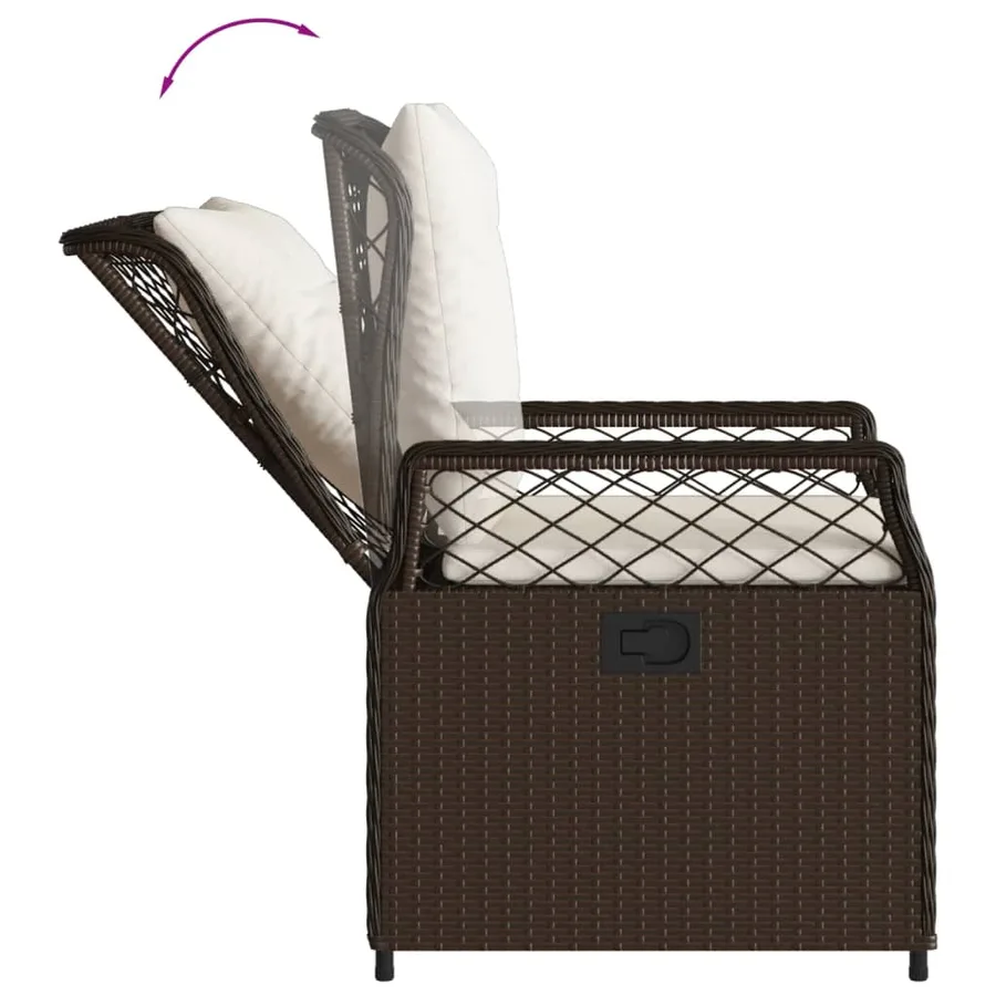 Ensemble à manger de jardin 5 pcs et coussins marron poly rotin - 5