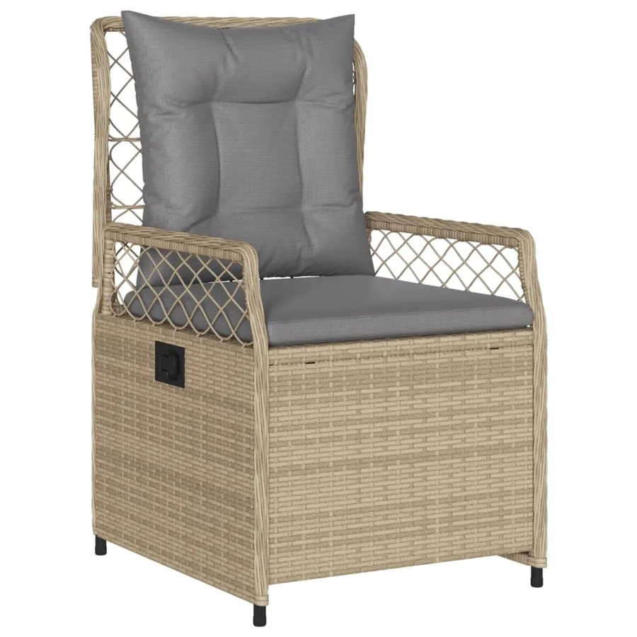 Ensemble à manger de jardin et coussins 7 pcs beige poly rotin - 3