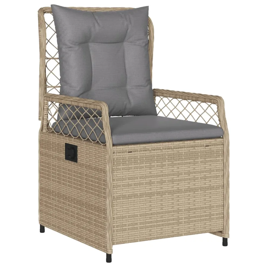 Ensemble à manger de jardin avec coussins 5pcs Beige poly rotin - 3