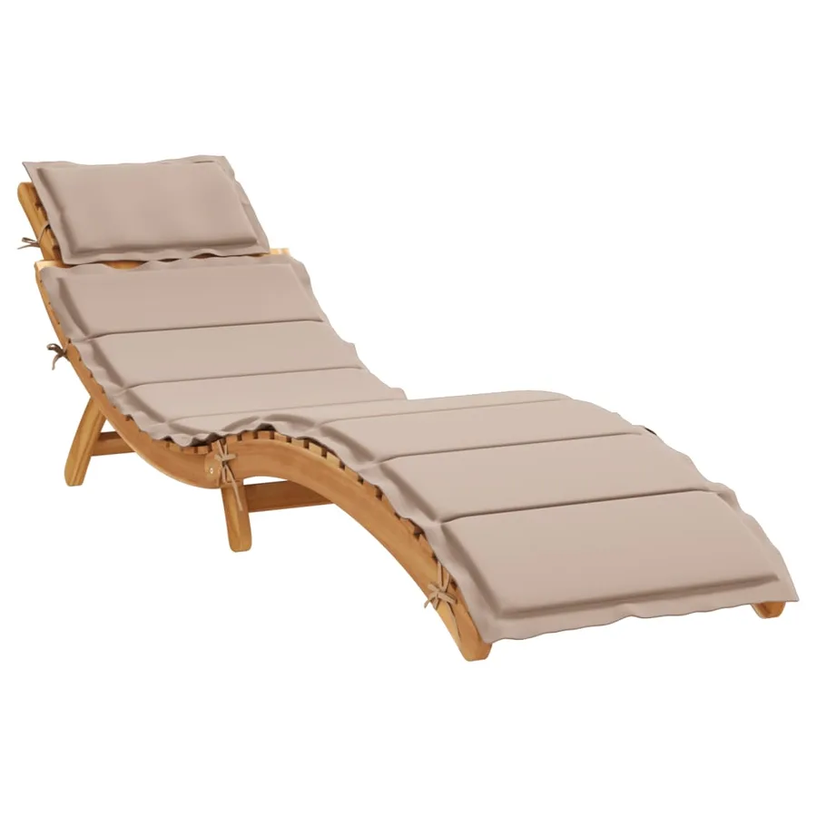 Chaise longue avec coussin taupe bois d'acacia solide - 2