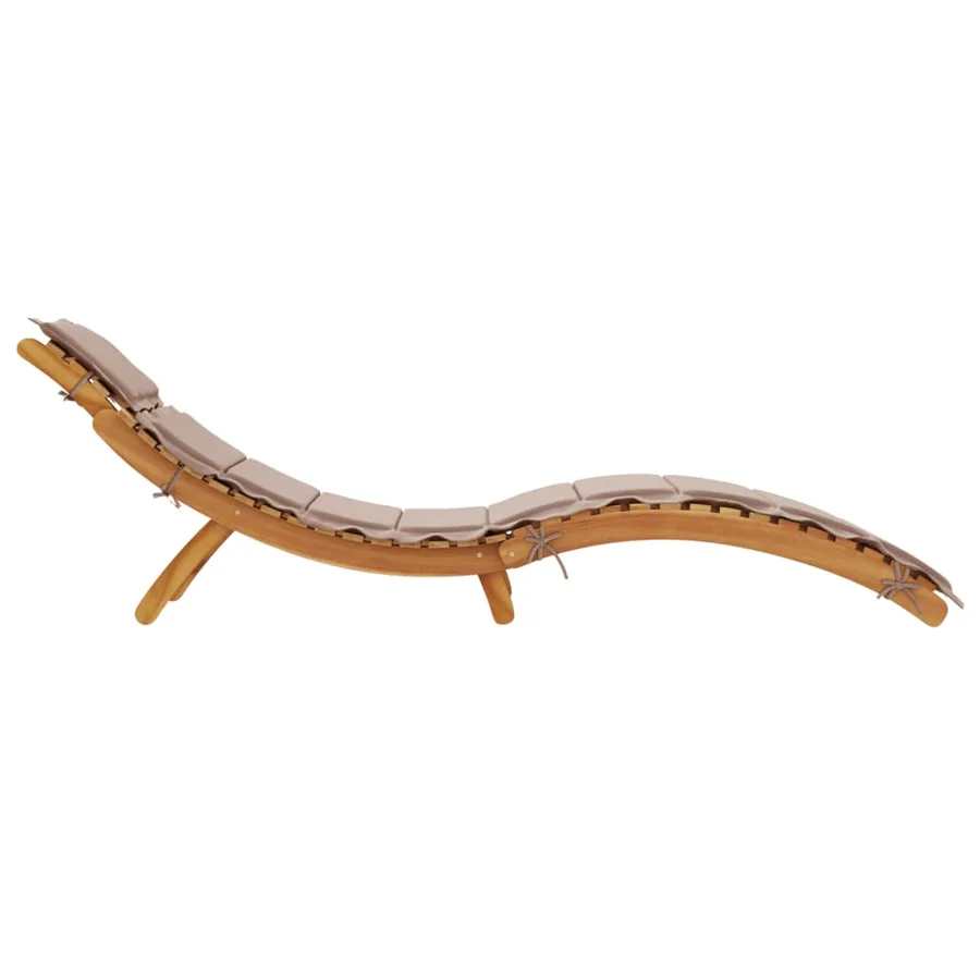 Chaise longue avec coussin taupe bois d'acacia solide - 5