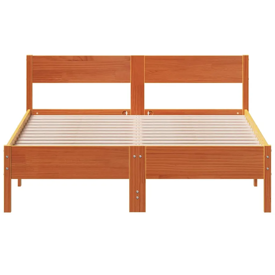 Cadre de lit sans matelas cire marron 150x200cm bois pin massif - 4
