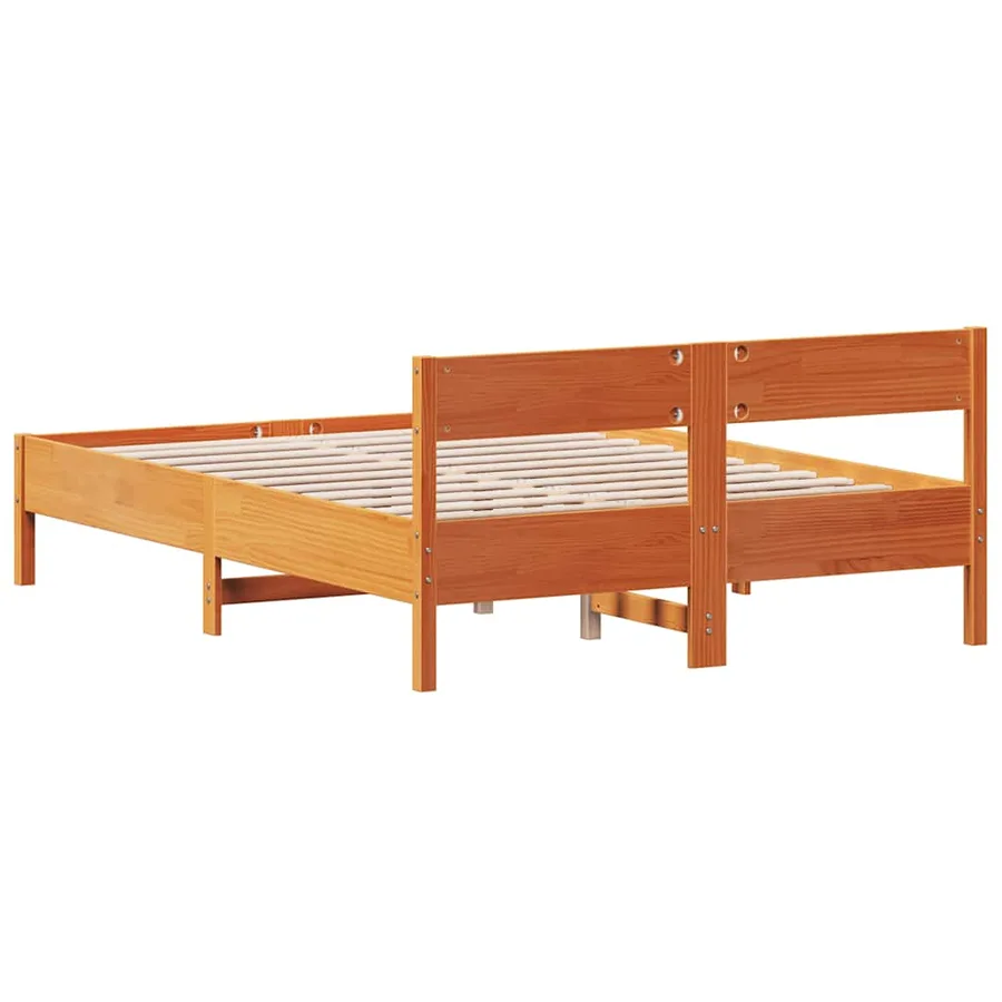 Cadre de lit sans matelas cire marron 150x200cm bois pin massif - 6
