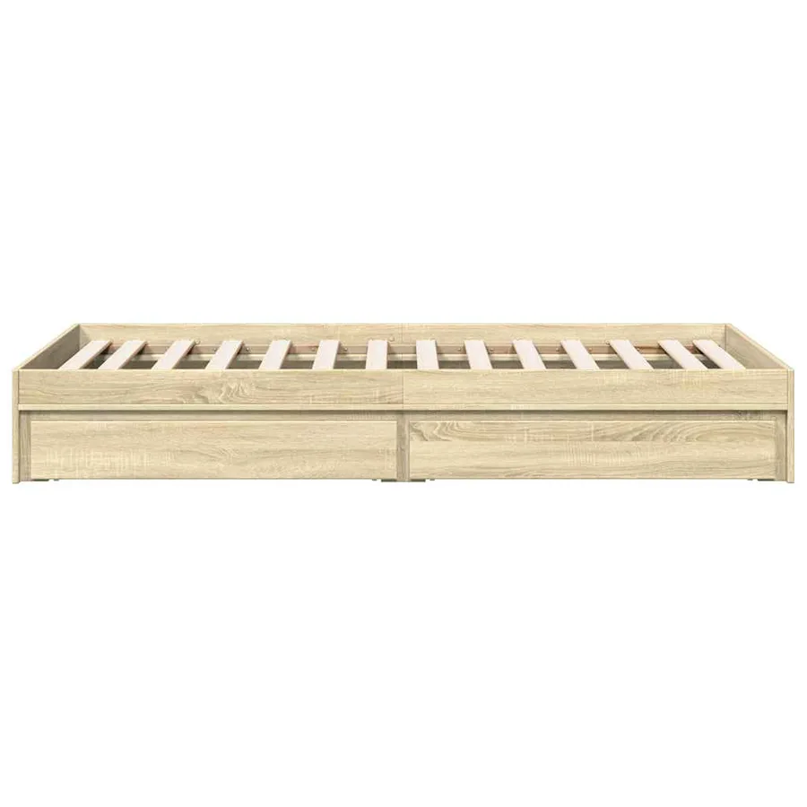 Cadre de lit avec tiroirs sans matelas chêne sonoma 75x190 cm - 5