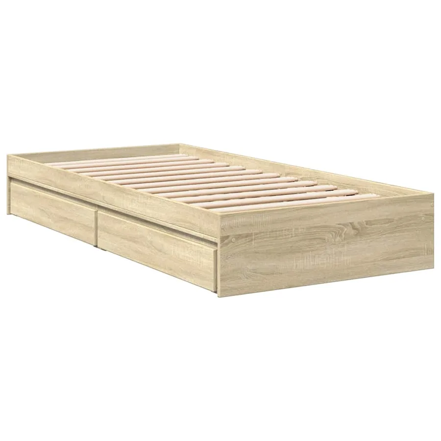 Cadre de lit avec tiroirs sans matelas chêne sonoma 75x190 cm - 6