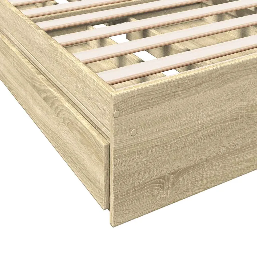 Cadre de lit avec tiroirs sans matelas chêne sonoma 75x190 cm - 8