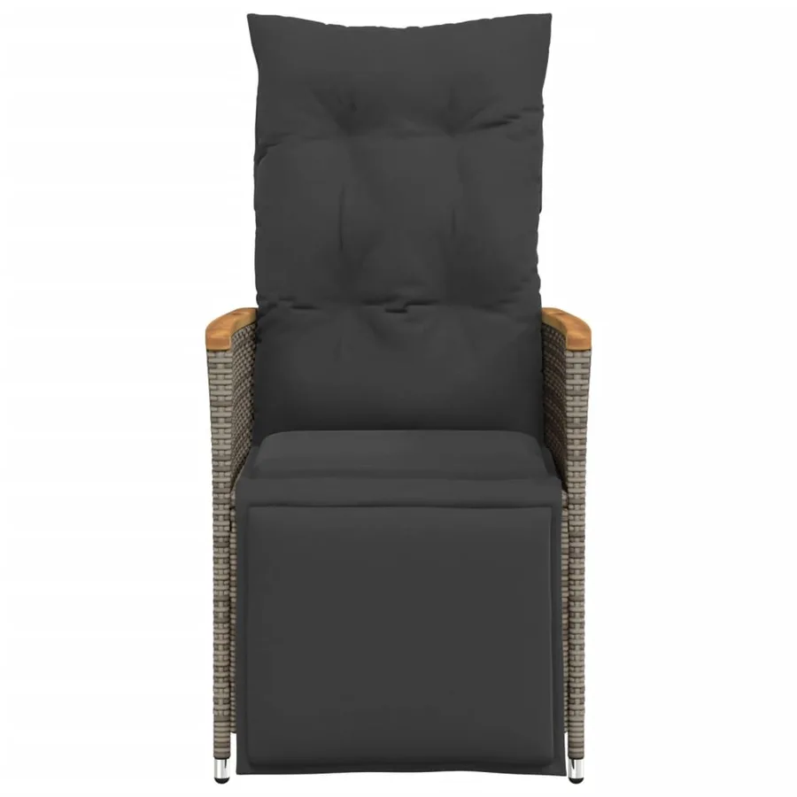 Chaise inclinable de jardin avec coussins gris résine tressée - 4