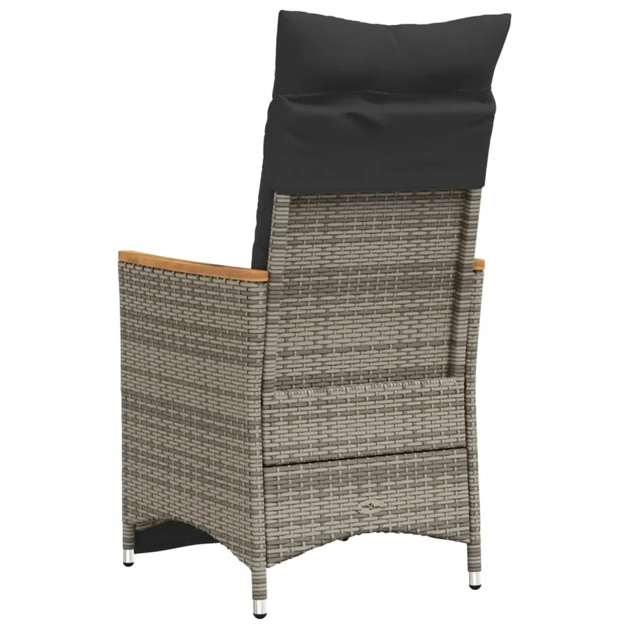 Chaise inclinable de jardin avec coussins gris résine tressée - 6