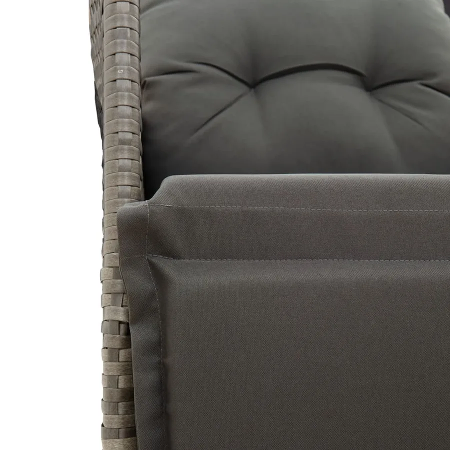 Chaise inclinable de jardin avec coussins gris résine tressée - 8